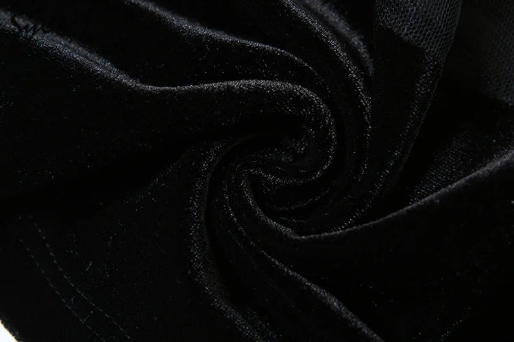 Sylcue Winter Party Black Mysterious Sexy Mature Beautiful Elegant Graceful Sweet Gentle Women'S Halter Tulle Stitching Dress