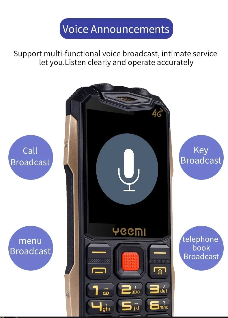 New Yeemi K1+ Mobile Phone 2.4inches GSM 2G Big Button Mp3/Mp4 Loud Voice Dual SIM Cards 4G Original Cellphone for Elderly