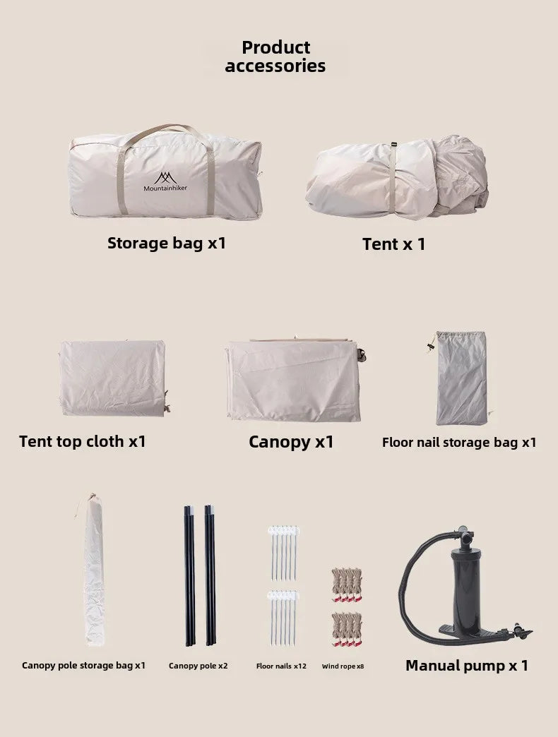 MOUNTAINHIKER Outdoor Camping 4-5 Person Waterproof Family Awning Beach Tent Quick Open Fishing Tent Picnic Park Anti-UV Shade