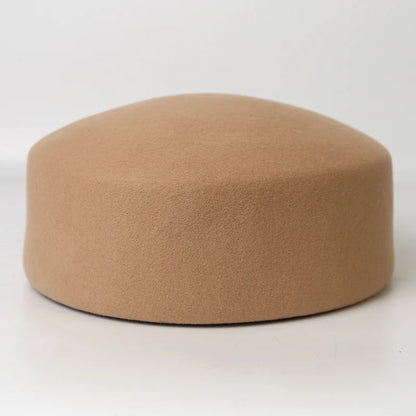 Paris Hats for Women100% WOOL Hard Beret Women Felt Camel Autumn Winter Hat Fedora Fascinator Stewardess Cap Bridal Pillbox Hats
