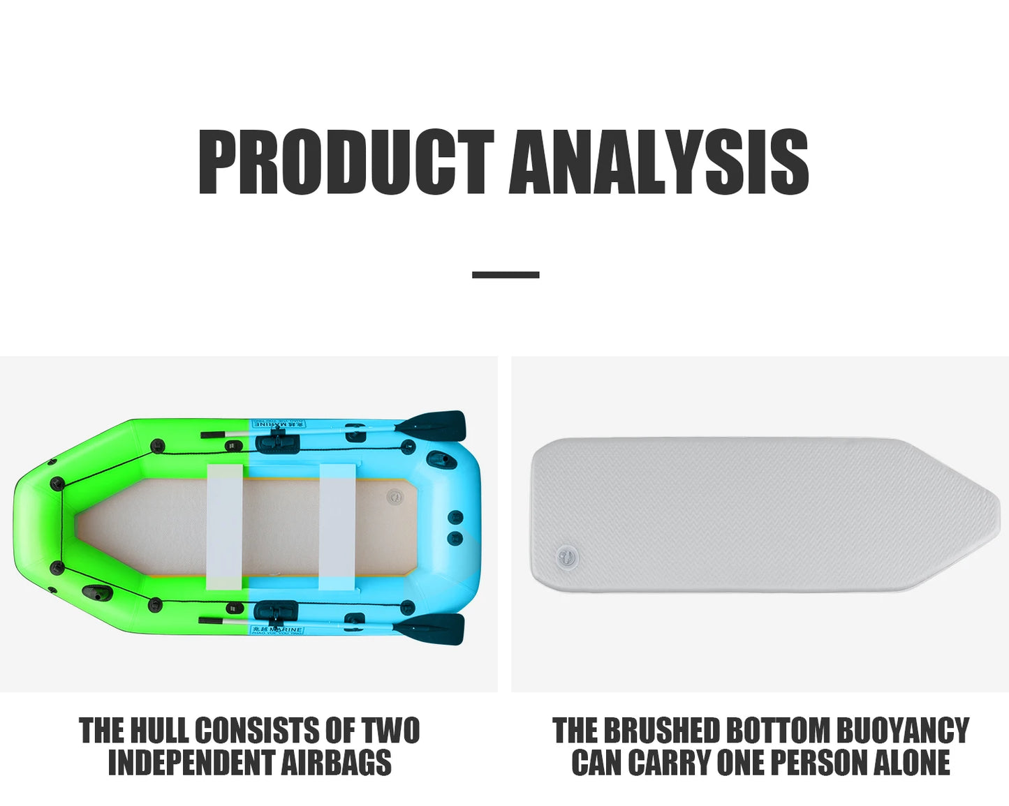 KOETSU Inflatable Kayak Fishing Boat: Bright Yellow 2-Person Drift Craft for Anglers