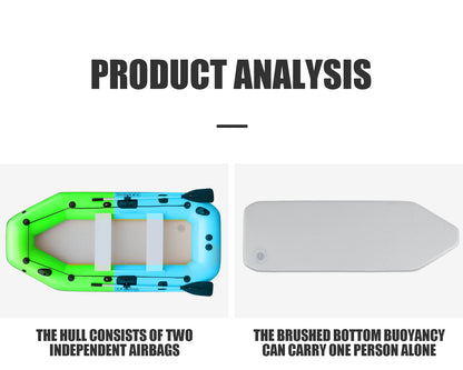 KOETSU Inflatable Kayak Fishing Boat: Bright Yellow 2-Person Drift Craft for Anglers