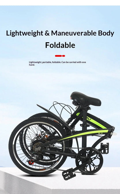 Folding Bike 20 Inch Aluminum Alloy Lightweight Commuter Bicycle 7 Speed Portable City Travel Ultralight Folding Bikes Grey
