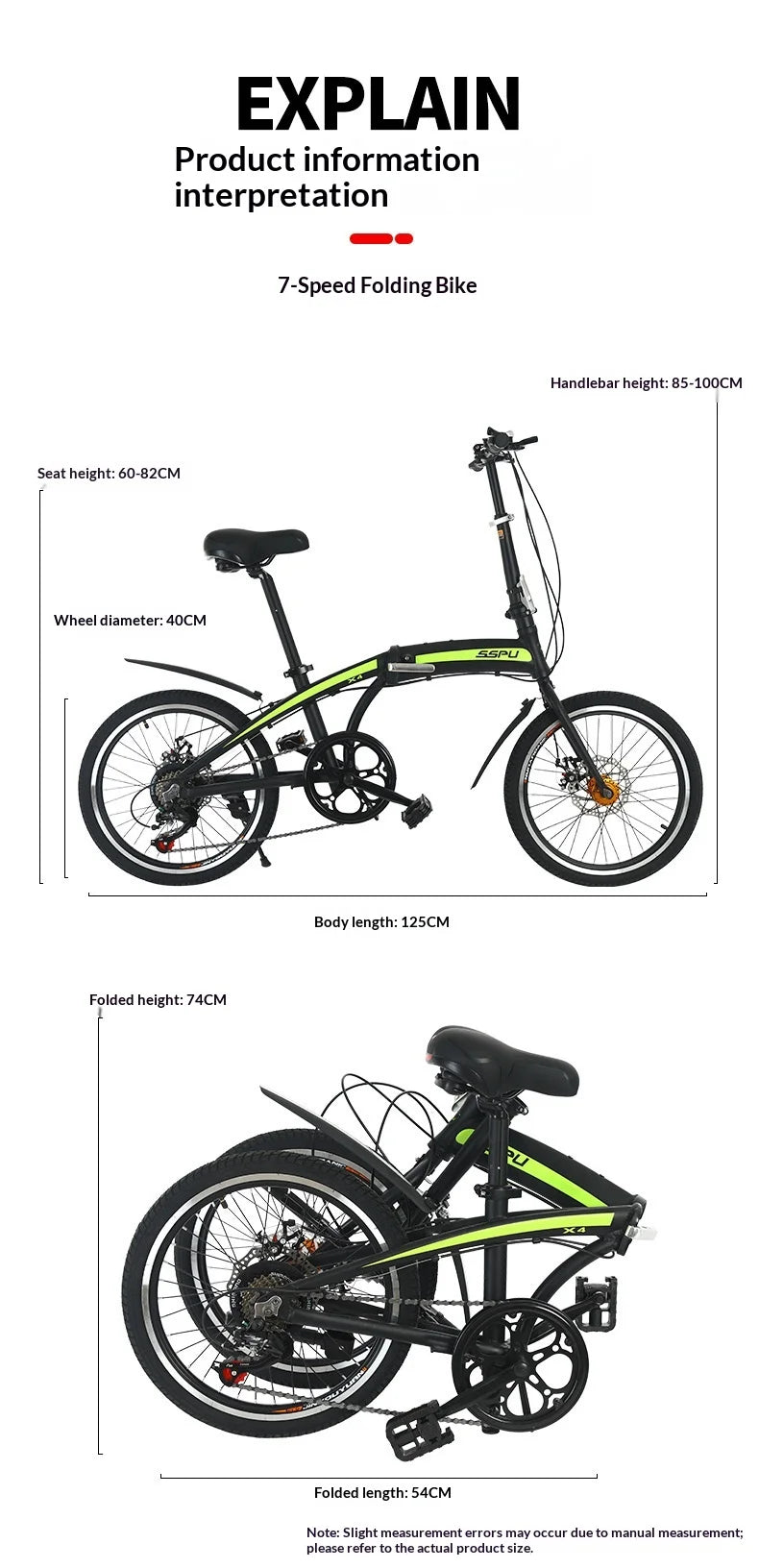 Folding Bike 20 Inch Aluminum Alloy Lightweight Commuter Bicycle 7 Speed Portable City Travel Ultralight Folding Bikes Grey