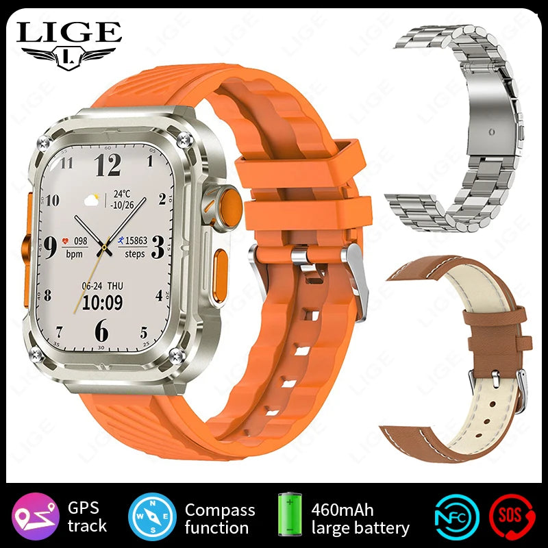 New 2.1" Ultra HD NFC Bluetooth Call Smart Watch Men Compass GPS Track 460mAh Battery Waterproof Smartwatches For women men