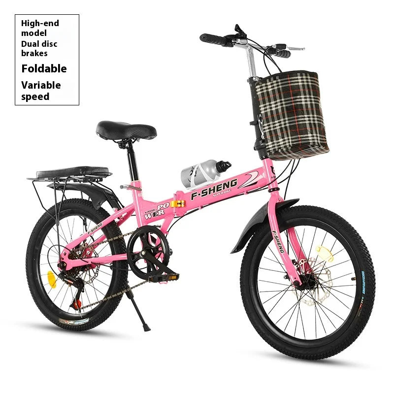 20Inch Folding Bicycle 6-Speed Double Disc Brake Geared Bicycle - Compact Travel-Friendly Bike for Easy Storage And Transport