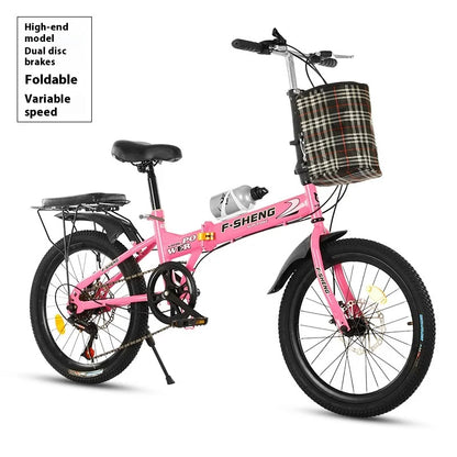 20Inch Folding Bicycle 6-Speed Double Disc Brake Geared Bicycle - Compact Travel-Friendly Bike for Easy Storage And Transport