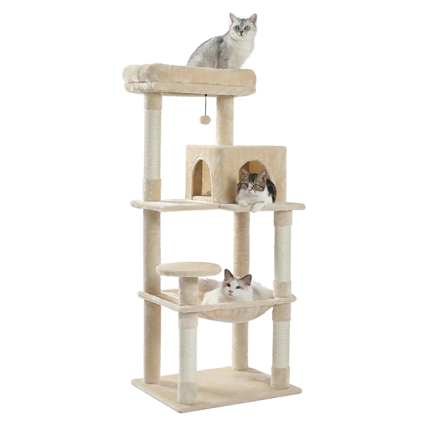 Multi-Level Cat Tree with Scratching Posts, Cozy Hammock, Plush Cat Tower for Indoor, Cat Condo Bed, Cat Accessories, Cat Toys