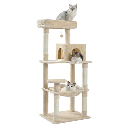 Multi-Level Cat Tree with Scratching Posts, Cozy Hammock, Plush Cat Tower for Indoor, Cat Condo Bed, Cat Accessories, Cat Toys