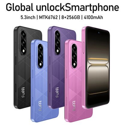 Global Version Smartphone 8GB+256GB 4G Smartphone, 5.3" Cellphone LCD 60Hz Display, 12MP Camera, 4100mAh Battery HD Camera, WiFi
