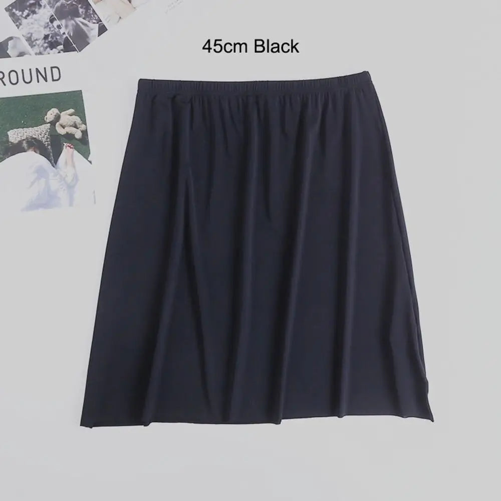 High Waist Solid Color Cotton Women Long Petticoat Ice Silk Underskirt Underskirt Half Slips Safety Underskirt Slips