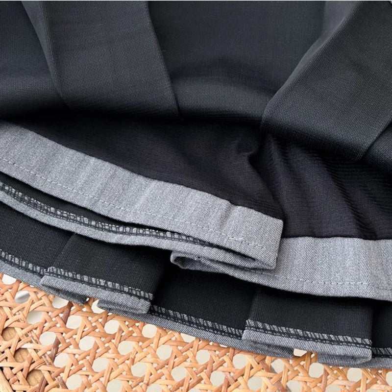 MEXZT JK Preppy Black Mini Skirt Women Y2K Streetwear High Waist Pleated Skirts Summer Korean Fashion All Match A Line Skirt New