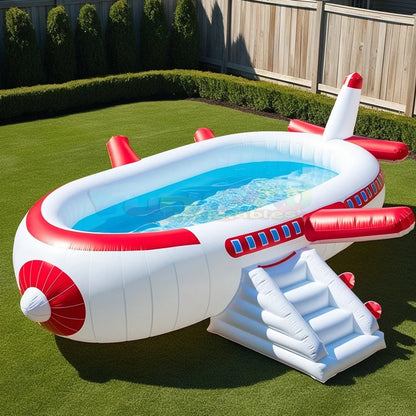 Summer Party Outdoor Pool Water Recreation Inflatable Airplane Swimming Float Seat Boat Pool for Toddler and Kids
