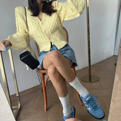 Chic High Waist A-Line  Skirt Women's Jeans ort Skirt Spring Vintage Slimming Splicing Hemming Girl's Faion Commute