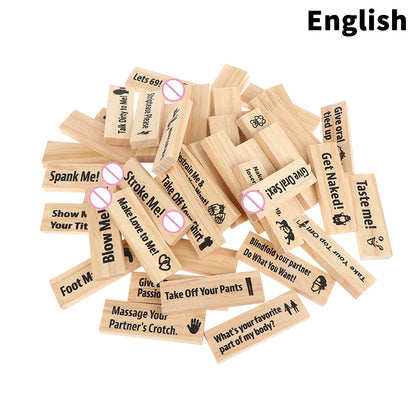 48Pcs Dating Building Blocks For Date Nights Valentines And Adult Party Games Tower Game Deluxe Naughty Wooden Couple Toys.