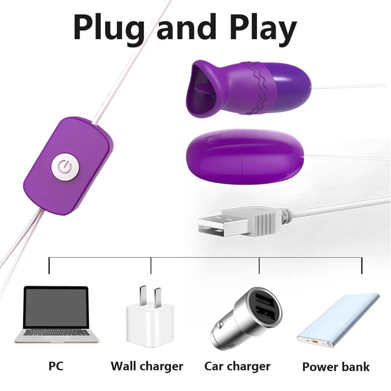 Two Balls Vibrating Love Egg Vibrator for Women Tongue Licking Nipple G-Spot Clitoris Stimulator Female Masturbator Adult Games