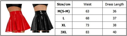Womens Latex Skirt for Rave Party Club Dance Stage Performance Costume Clubwear Woman Pu Leather Pleated Mini Skirts