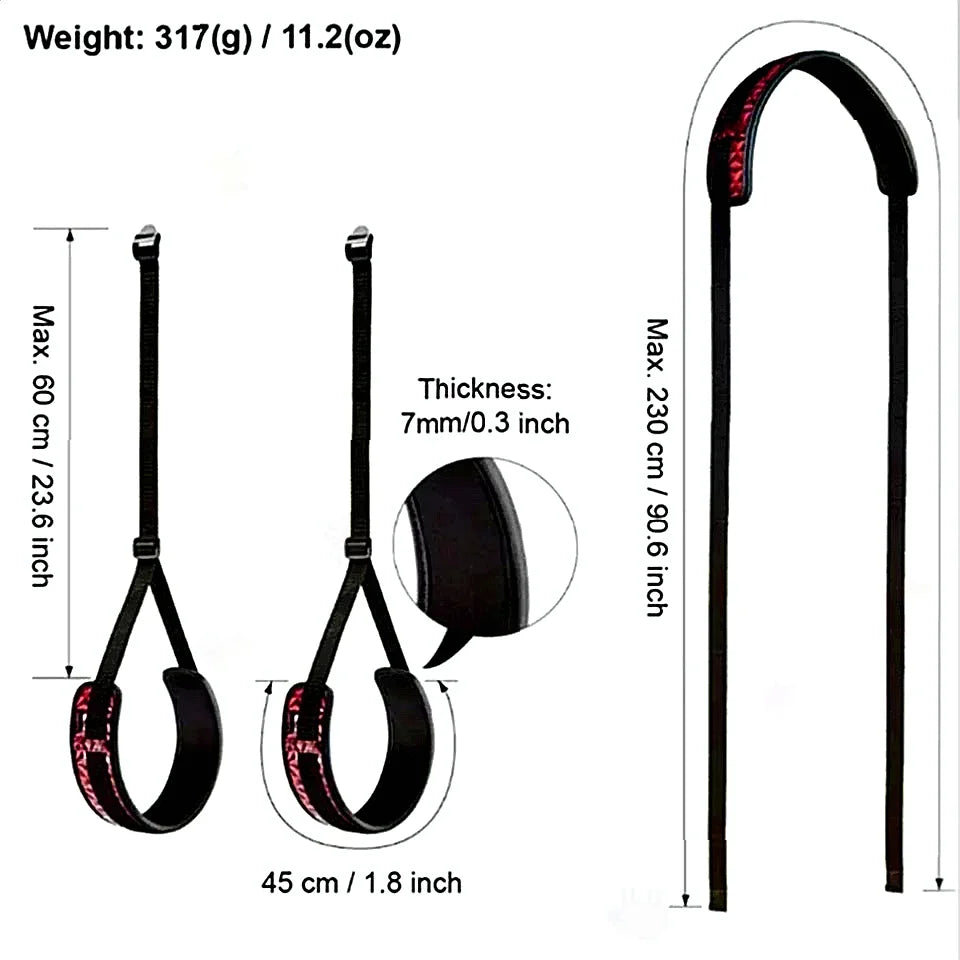 Sex Swing Bondage Kit Utilizes Thigh Restraint Sling Mechanisms To Ensure Secure Leg Binding For Adult Slave Roleplay Scenarios