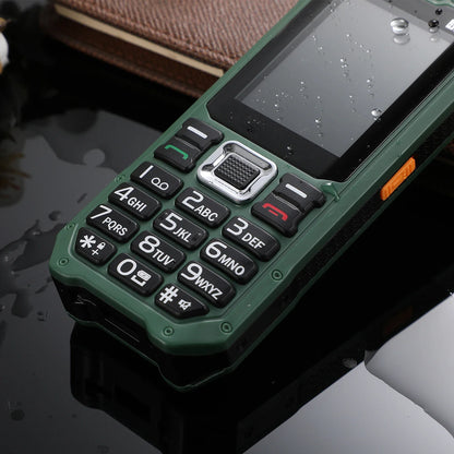 Rugged Outdoor Mobile Phone 4 Quad Sim Voice Changer Dual Torch Loudspeaker Large Button Powerbank Large Battery SOS Call Mobile