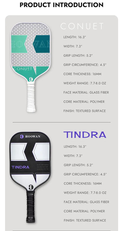 HOOWAN Pickleball Paddle Set of 2 Pickleball Rackets, 4 Outdoor Balls, Carrying Bag, Lightweight and Durable Pickle Ball Paddle
