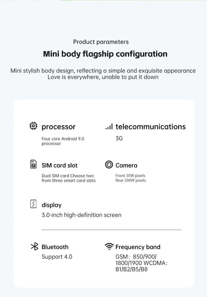 SERVO S26 Mini Smartphones Android 9.0 Dual SIM 3.0'' HD 900mAh WIFI Bluetooth 2GB+16GB Face Unlock 3G Small Mobile Phone Type-C