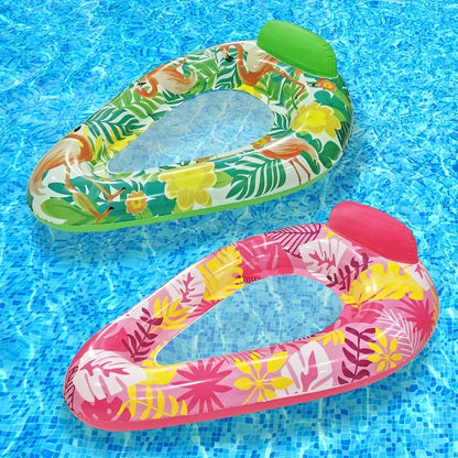 1pc Tropical Leaf Print Inflatable Pool Float PVC Water Lounger Swimming Pool Party Fun Water Floating Seat Pool Accessories