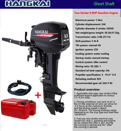 IHOMEINF Powerful 4.0HP-18.0HP Petrol Marine Motor Boat  Engine for the 2.3M-4.6M Assault Boat Canoe Outboards Propeller