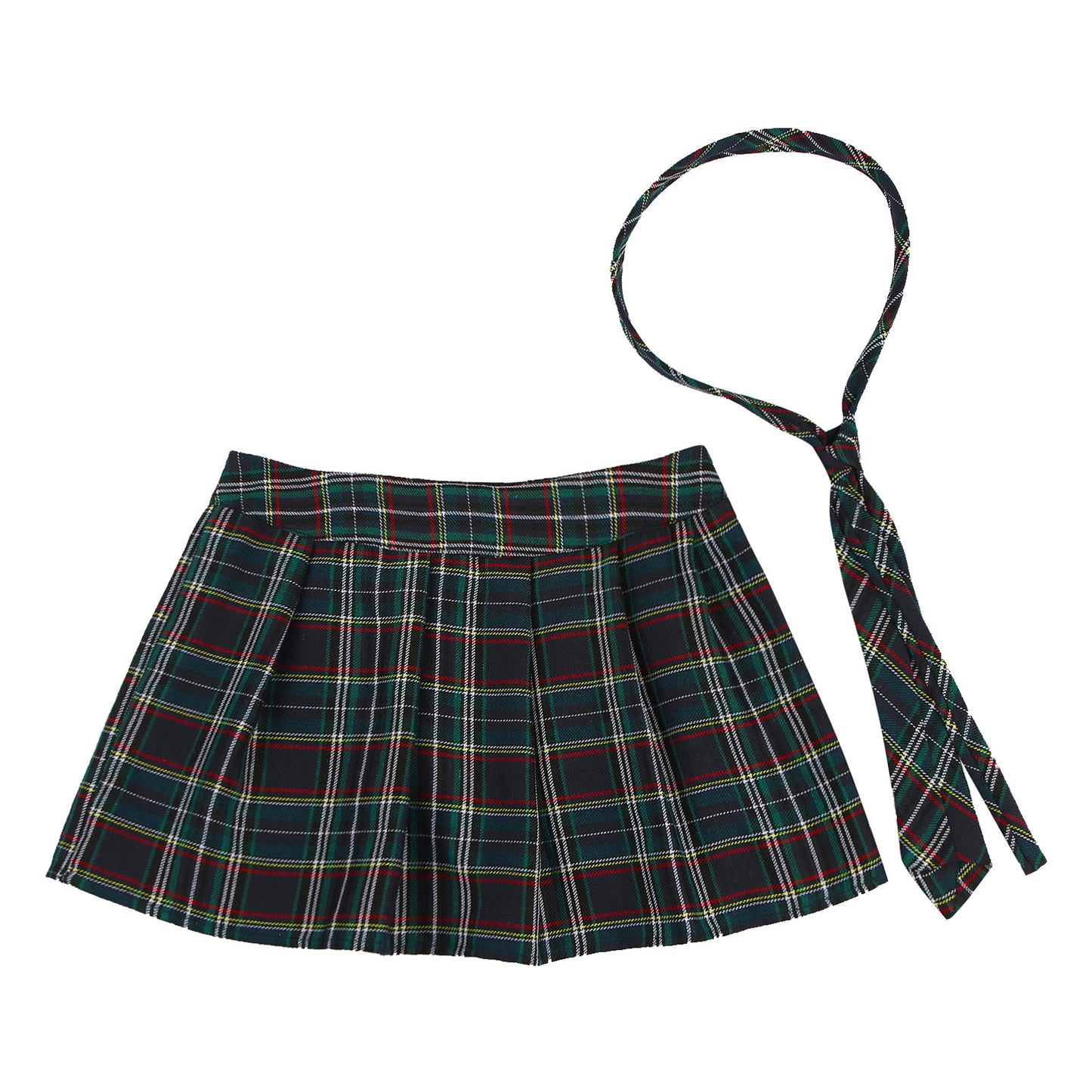 Womens Plaid Pleated Skirts With Necktie Harajuku Mini Japanese Preppy Schoolgirls Uniforms Kawaii Skirts Ladies Cosplay Costume