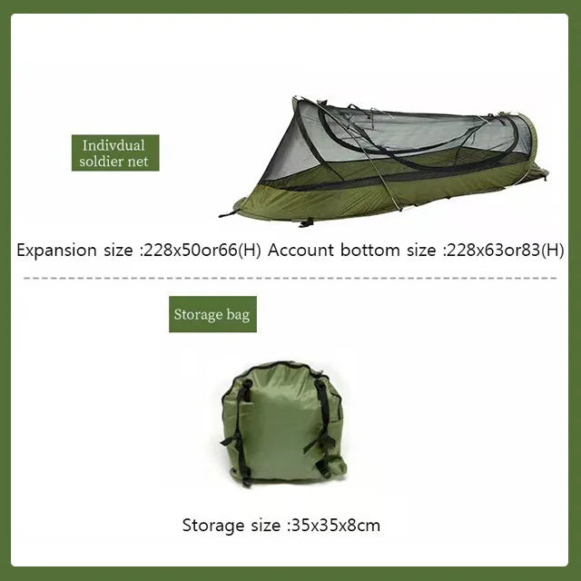 Outdoor Camping Single Tactical Tent Rainproof Boat Tent Folding Bed Sunshade Tourism Outdoor Camping Hiking Mountaineering