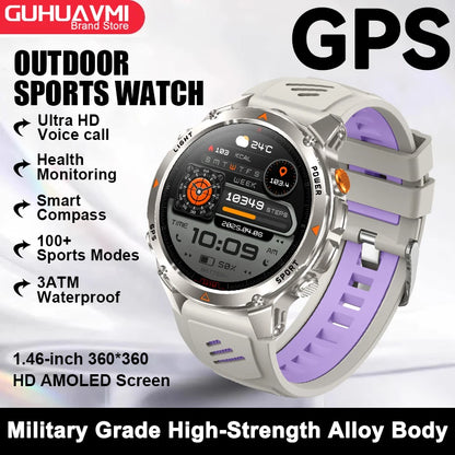 2026 New Outdoor Sport GPS Position Smart Watch Men 3ATM Waterproof Compass Altimeter 540mAh BT Call Fitness Watch