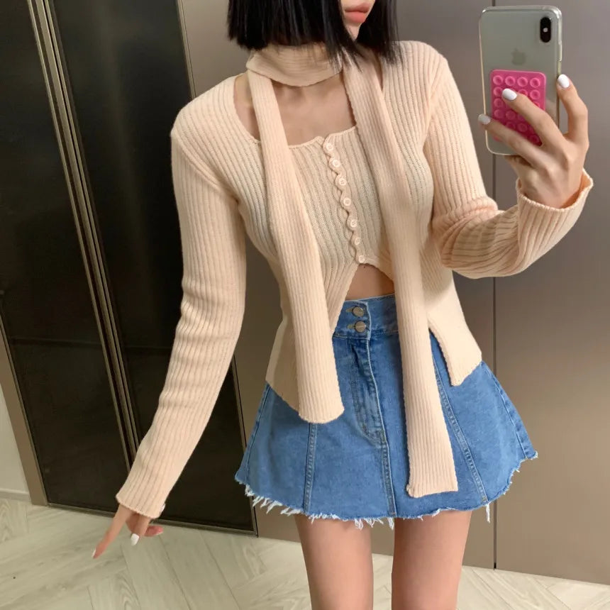 Chic High Waist A-Line  Skirt Women's Jeans ort Skirt Spring Vintage Slimming Splicing Hemming Girl's Faion Commute