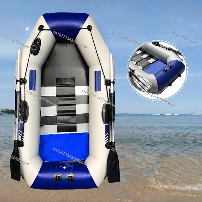 B175-1 PVC Inflatable Rowing Boats, Fishing Kayaking Canoe, Dinghy Hovercraft, Wooden Floor, 1 Person, 175cm