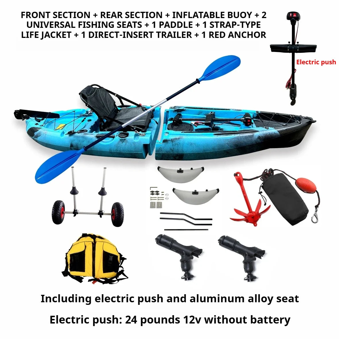 2025 Portable LLDPE Kayak With Split Hard Shell Electric Pedal-Driven Canoe For Solo Tandem Lake Sea Adventures Modular Assembly