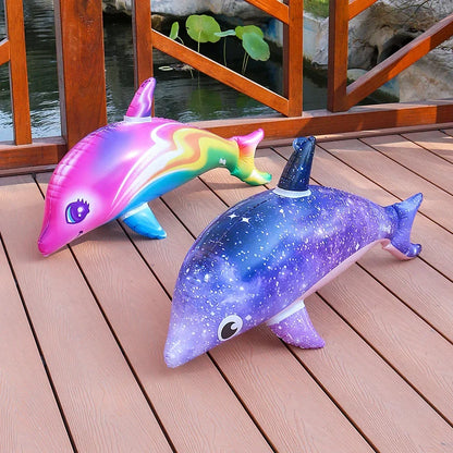 Inflatable Dolphin Rainbow Inflatable Toy Inflate Pool Beach Birthday Party Decoration Float Water Sports Inflatable Toy