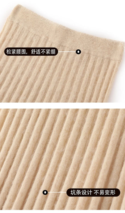 mink cashmere skirt Fashion long dress women A-line skirt autumn winter loose pleated skirt elegant high-waisted skirt ladies