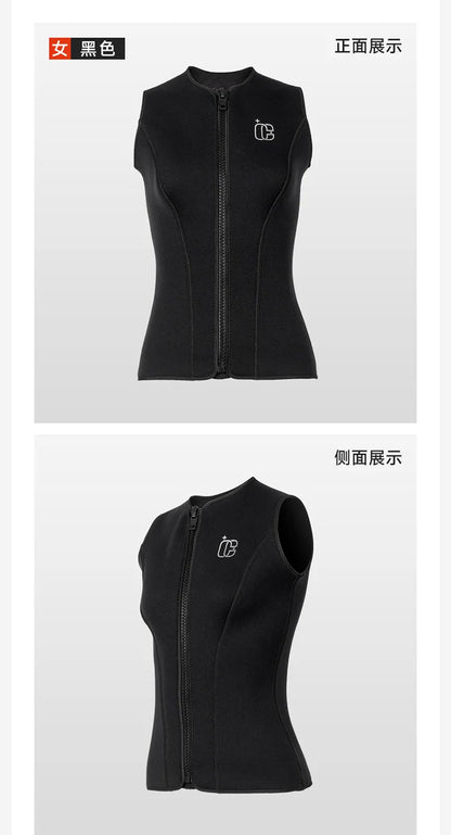 3MM Men Women Sleeveless Wetsuit Top No Hood Neoprene Thermal Vest for Scuba Diving Surfing Kayaking Swimming Water Sports