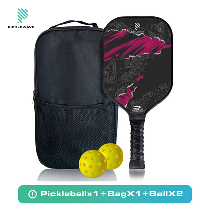 Black Purple Polka Dot USAPA Pickleball Paddle Fiberglass Surface High Grit & Spin Unibody Edgeless Sport Racquet Pickleball