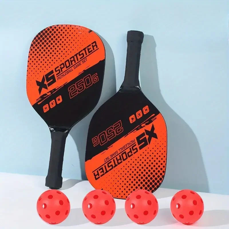 Pickleball Racket Set (2 Rackets + 4 Balls + 1 Cosmetics Bag) High-Quality Poplar Base Plate Pickleball Racket Set Outdoor Sports Special Beginners Entry Training Racket Beach Sports Equipment
