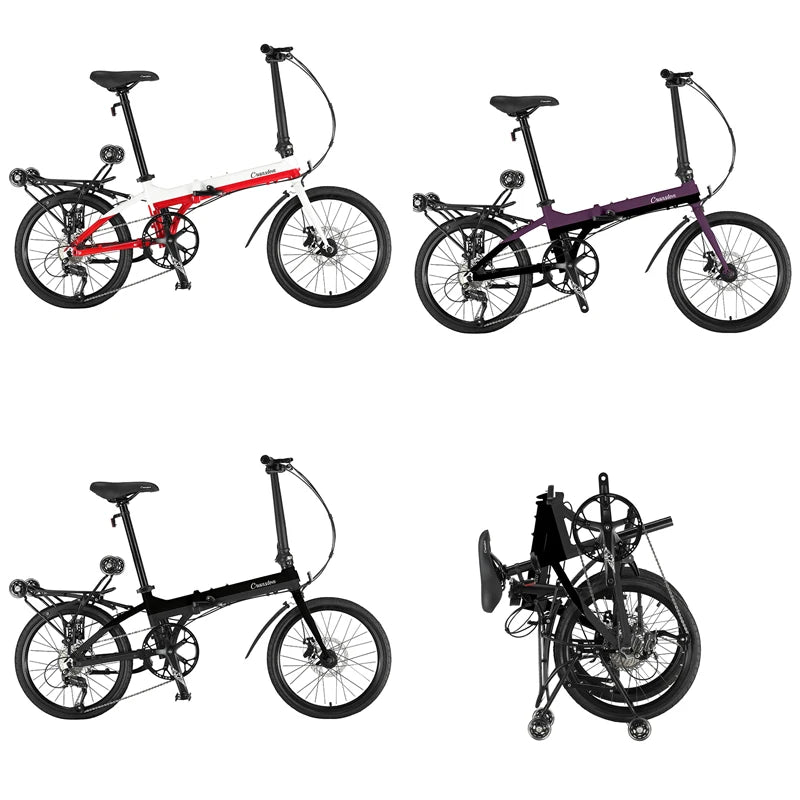 20 Inch Folding Bike Ultra-light Portable Variable Speed Bicycle Unisex For Work General Adult Leisure Bicycle