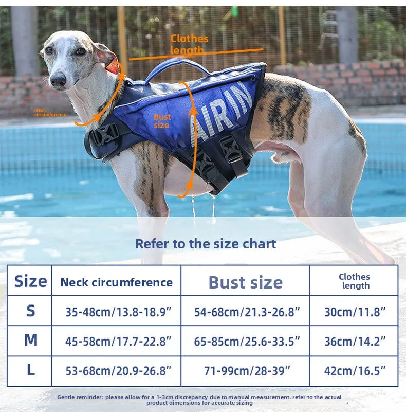 Dog Life Jacket with Airbags, Adjustable Pet Life Vest for Swimming, Oxford Fabric, Reflective Strips, S/M/L,Red / Green / Blue
