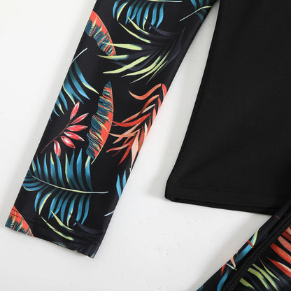 New 2026 Women's Vintage Print Swimsuit Rash Guards Long Sleeve Swimwear Surfing Sports Pool Swimming Suit Two-Piece Bath Suits