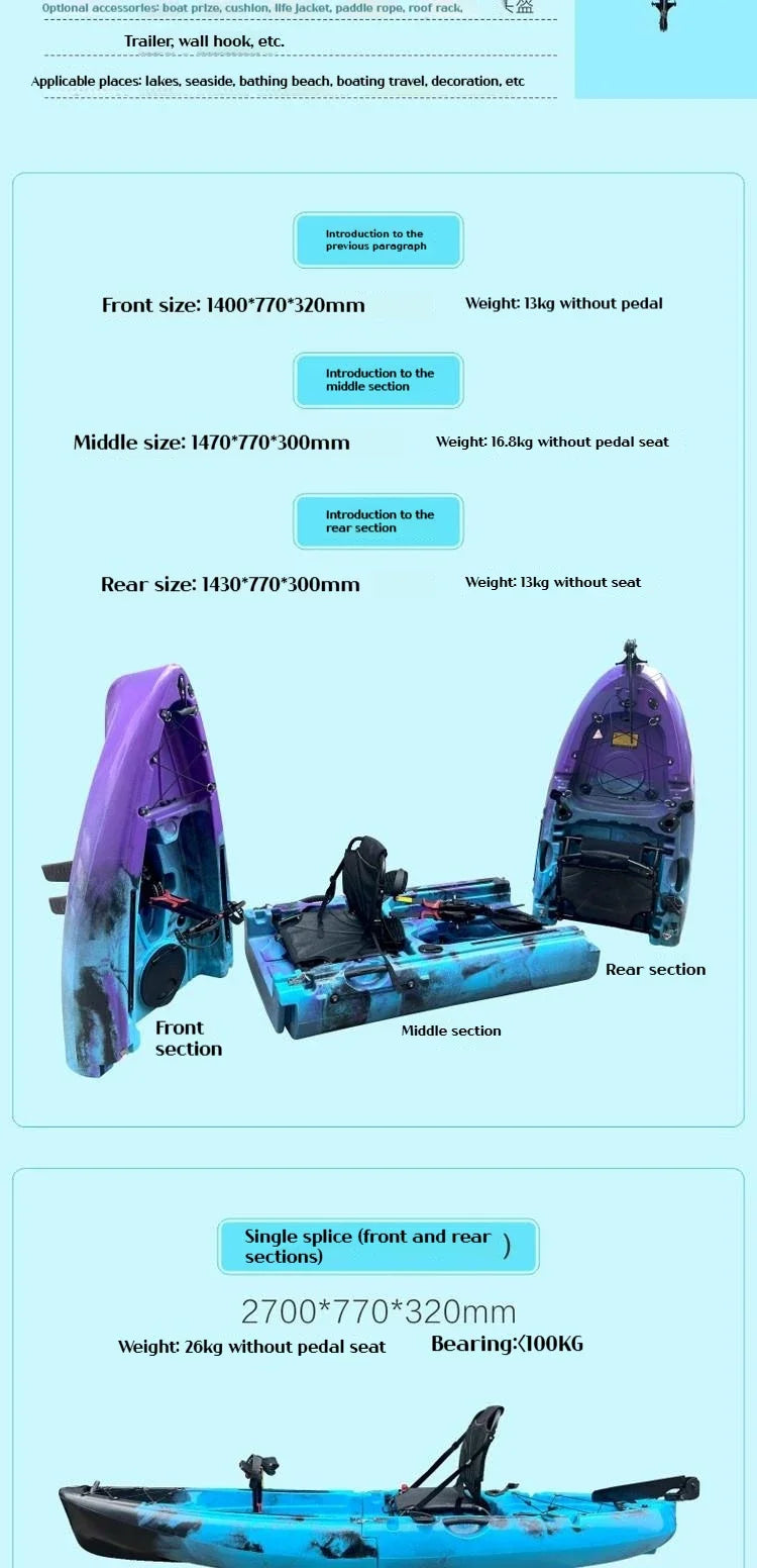 2025 Portable LLDPE Kayak With Split Hard Shell Electric Pedal-Driven Canoe For Solo Tandem Lake Sea Adventures Modular Assembly