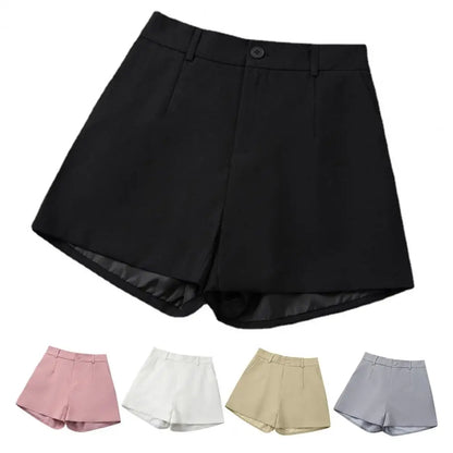 Women Suit Shorts Elegant High Waist White A Line Wide Leg Suit Short Commute Summer Suit Shorts Casual Slim Hot Short Pants