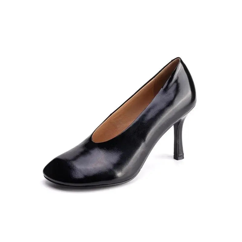 Woman Shoes Sexy Heeled For Retro Pumps French Style Leather Pumps Slip On European Spring High Heels Handmade Vintag Dress Pump