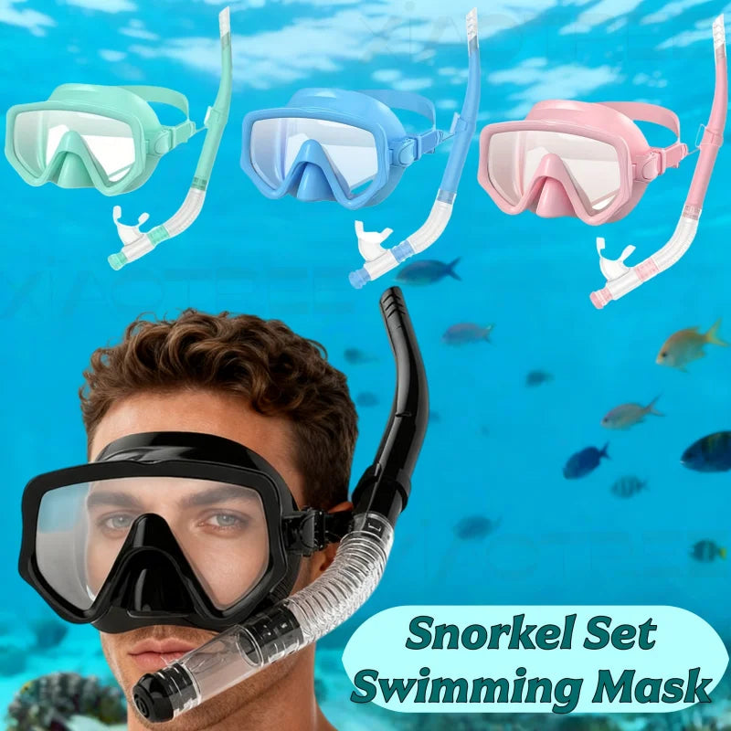 Diving Mask Snorkel Set For Adults Tempered Glass Scuba Professional Panoramic Snorkeling Gear Swimming Training Snorkel Kit
