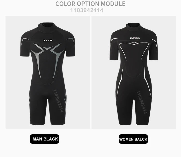 3mm Wetsuits for Men Women Neoprene Diving Suits Back Zipper Short Sleeve Swimsuits for Diving Snorkel Surfing Swimming Wet Suit