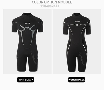 3mm Wetsuits for Men Women Neoprene Diving Suits Back Zipper Short Sleeve Swimsuits for Diving Snorkel Surfing Swimming Wet Suit