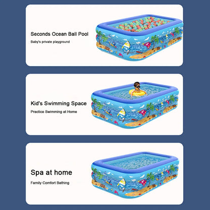 Inflatable Swimming Pool Large Family Pools 120cm Rectangle Framed Children Swimming Pool Summer Outdoor Pool Baby Bathtub Toys