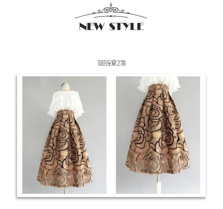 High-End Temperament Jacquard Hollow Out Elastic Waist Irregular Skirts 2023 Vintage All-match A-line Skirt Streetwear Long Skir