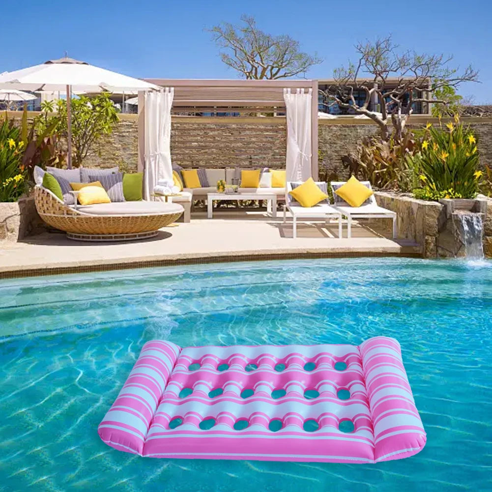Inflatable Water Sleeping Bed PVC Floating Lounger Air Mattress Foldable Swimming Pool Air Mattress for Swimming Pool Party